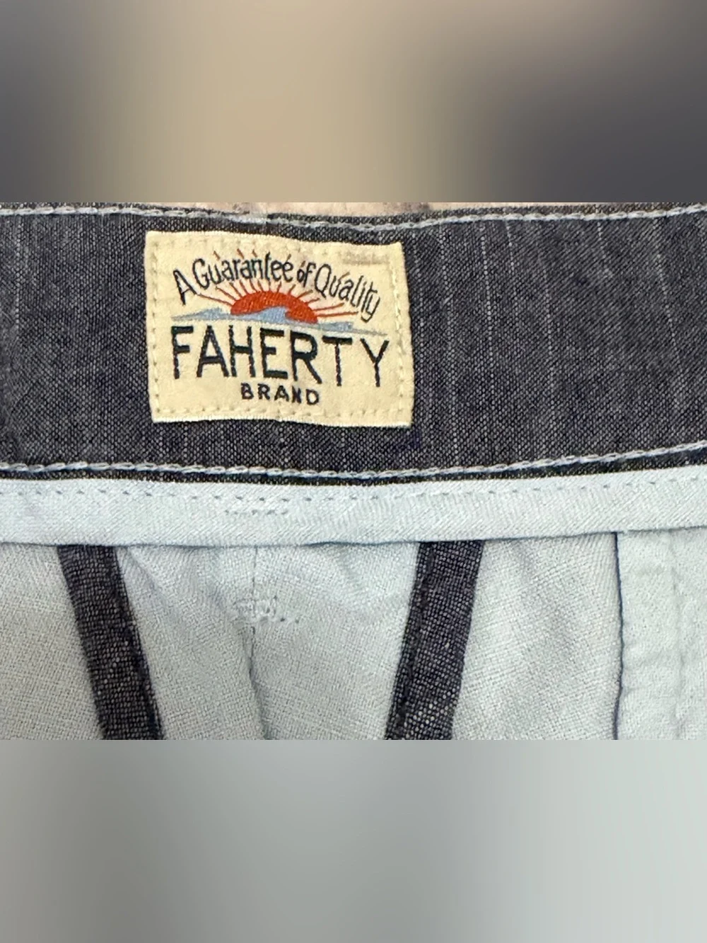 Faherty Malibu Linen & Cotton Chino Shorts  Light Blue Size 36